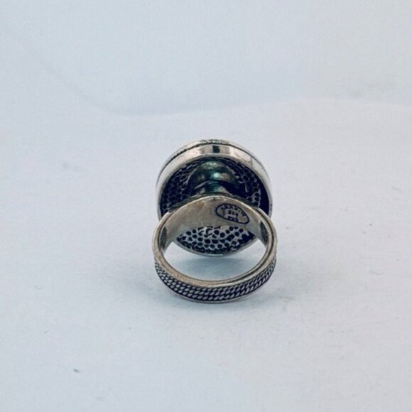 Vintage Sterling Silver 925 Red Oval Cabochon Statement Ring Size 6 Turkey - Picture 3 of 11